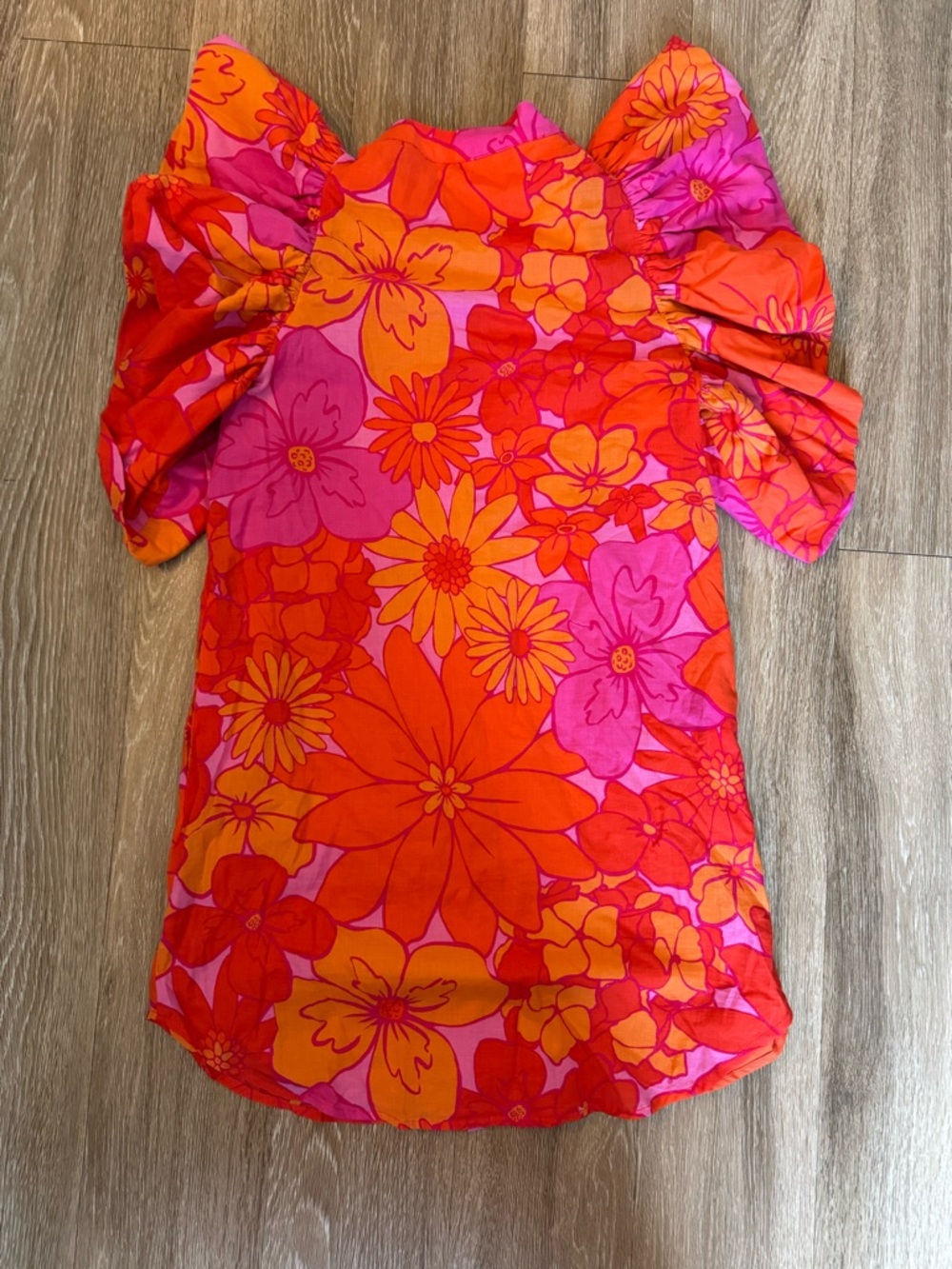 J.Marie Lizzie Mandarin Collar Short Sleeve Ruffle Hem Shirt Dress - Picture 4 of 5